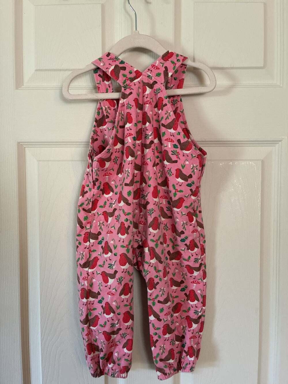 Baby Boden Pink Robin Print Cotton Jersey Dungarees - Picture 6 of 6